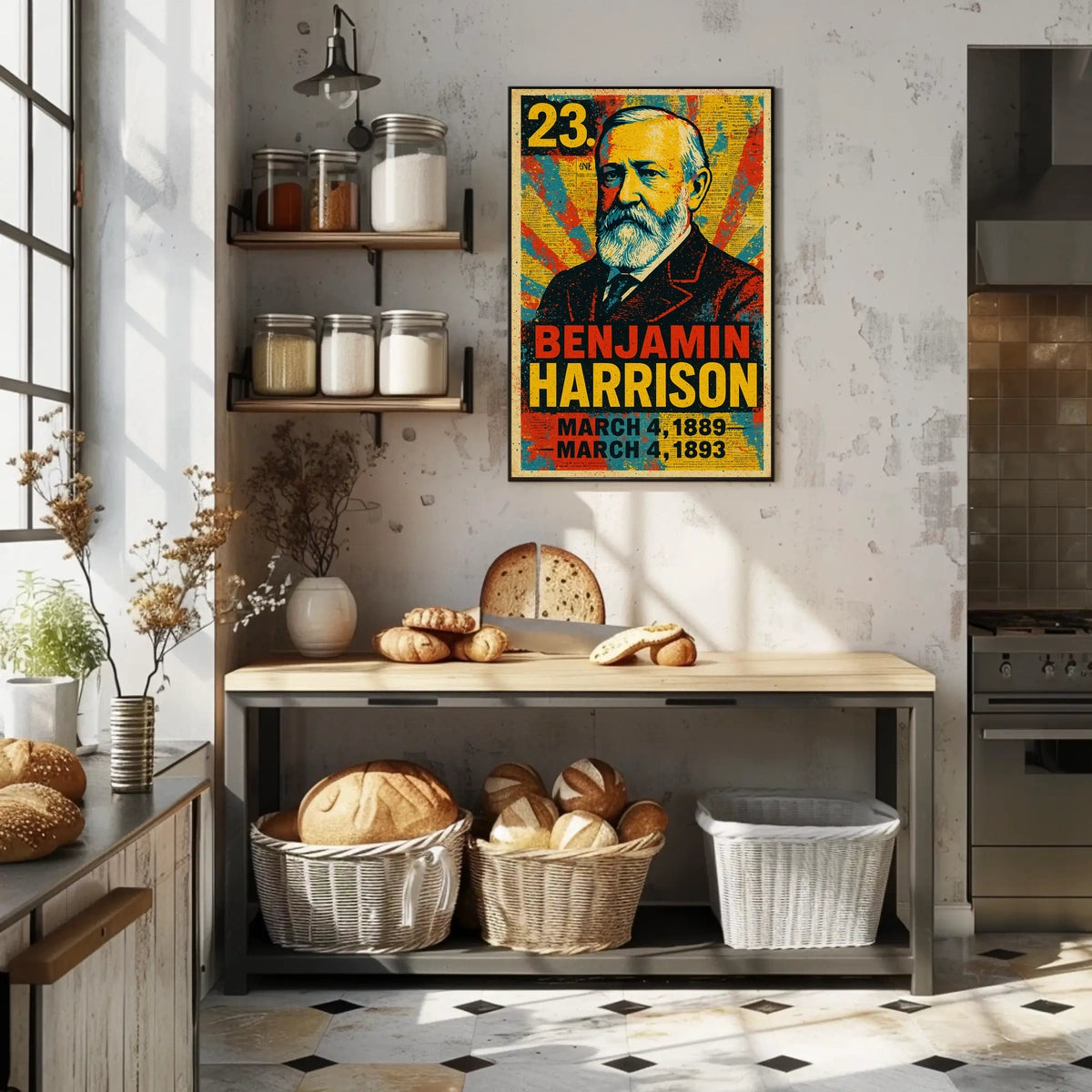 Benjamin Harrison 23rd President of the United States Street Art Mashup Poster