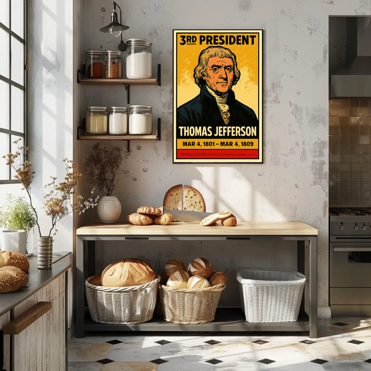 Thomas Jefferson 3rd President of the United States Inked Comic Style Poster