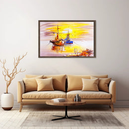 Vibrant Sunrise Over Boats Poster