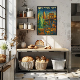 New York City Mosaic Poster Vibrant Urban Art Lovers
