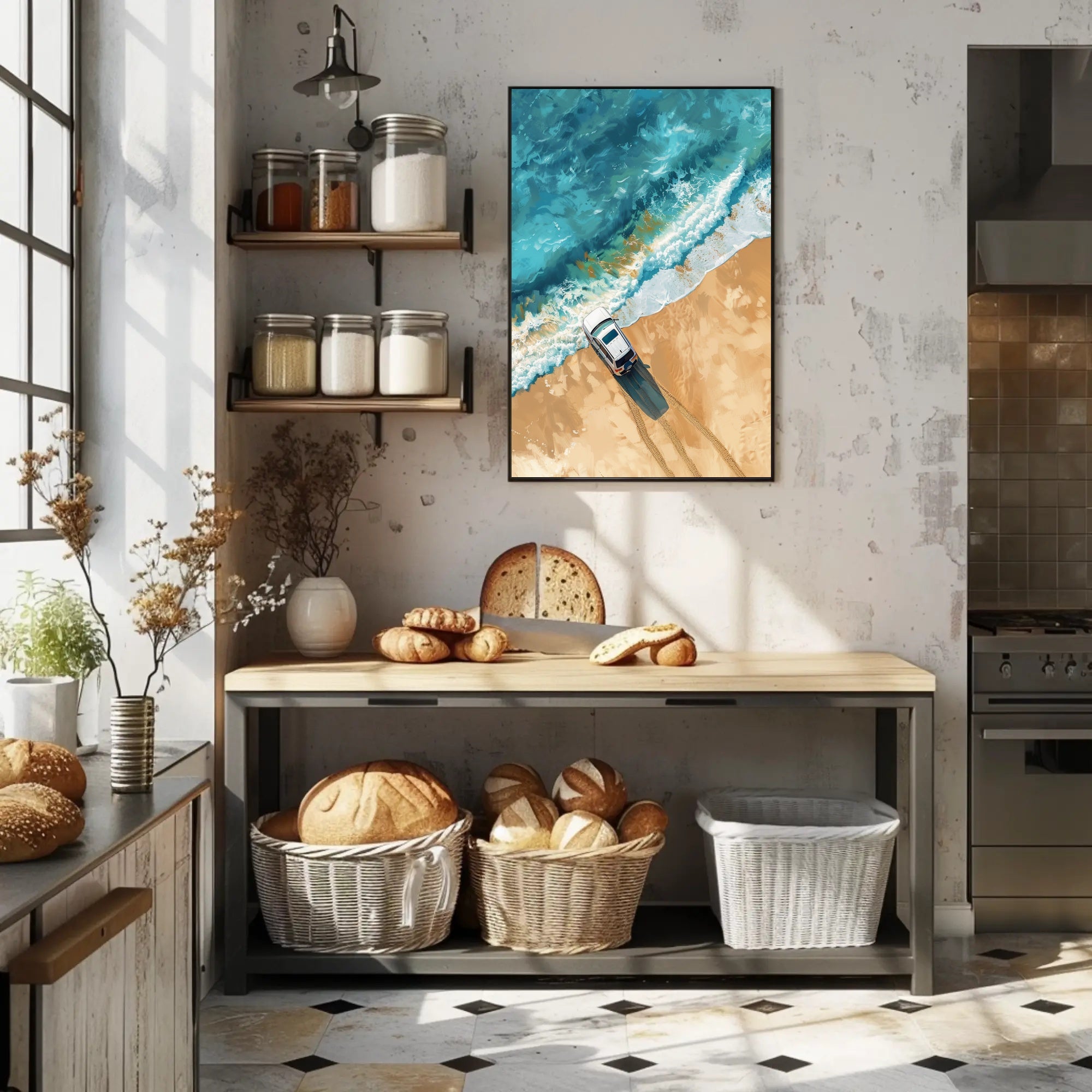 Stormy Cliffside Reflection: Photorealistic Fantasy Poster PosterGoat
