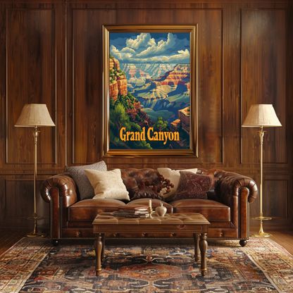 Grand Canyon Overlook Sunset View Travel Poster