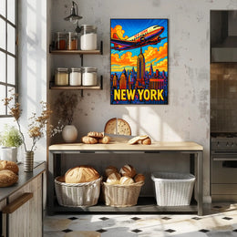 New York City Skyline Retro Poster PosterGoat