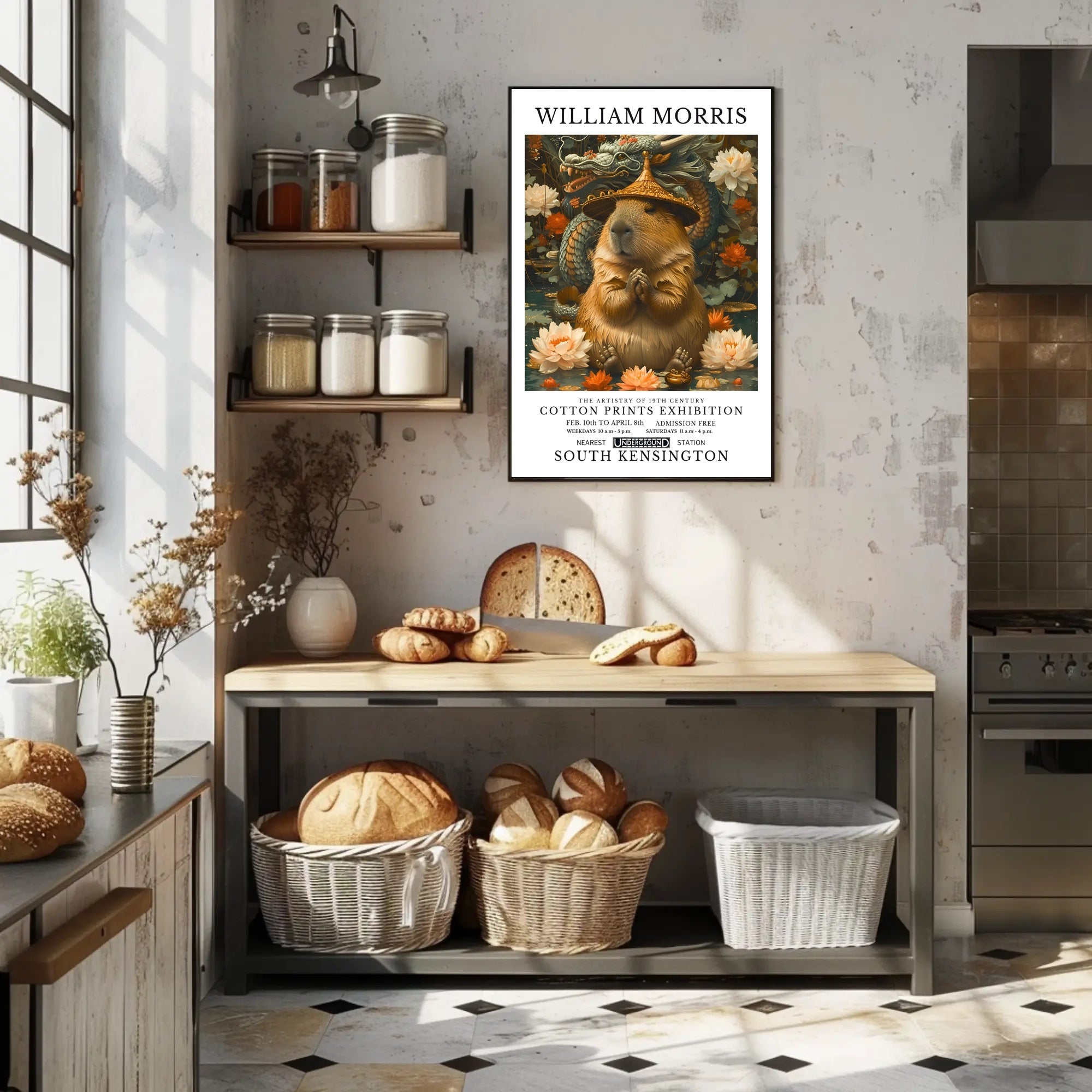William Morris Surreal Capybara Art Fantasy or Mythology Poster