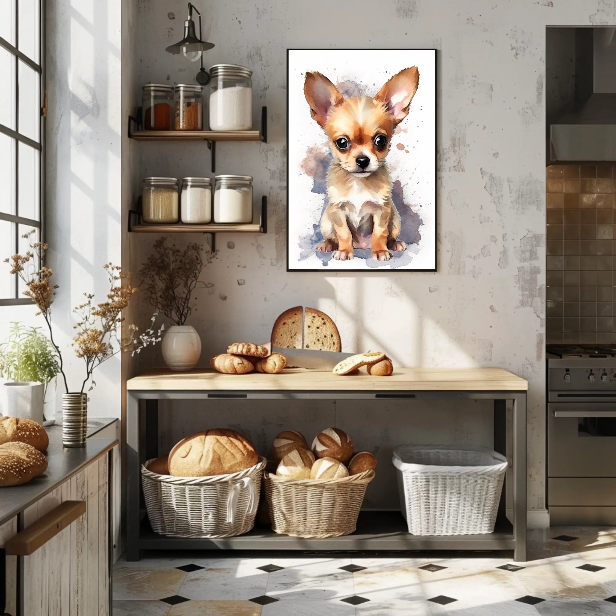 Chihuahua Watercolor Portrait Poster Art Print