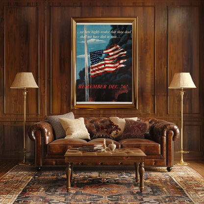 Remember December 7th Patriotic Flag Travel Poster