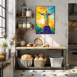 Vibrant Geometric Christ the Redeemer Art Poster