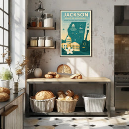 Jackson Mississippi Vintage Landmarks Cultural or Heritage Poster PosterGoat