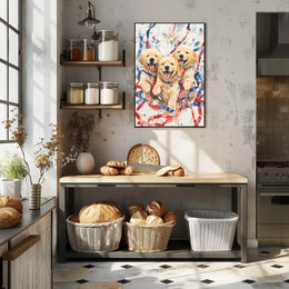 Three Golden Retriever Puppies Wall Art Decor Poster