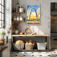 Gateway Arch Travel Poster Vintage Style Print