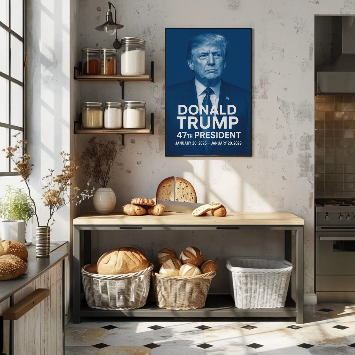 Donald Trump Visionary Leader in Monochrome Poster