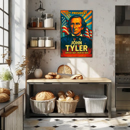 John Tyler 10th President of the United States Colorful Comic Book Style Poster
