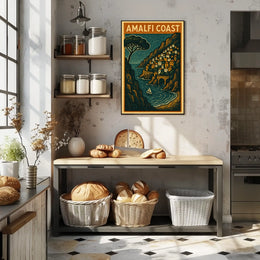 Amalfi Coast Travel Poster Wall Art Coastal Decor 18x24