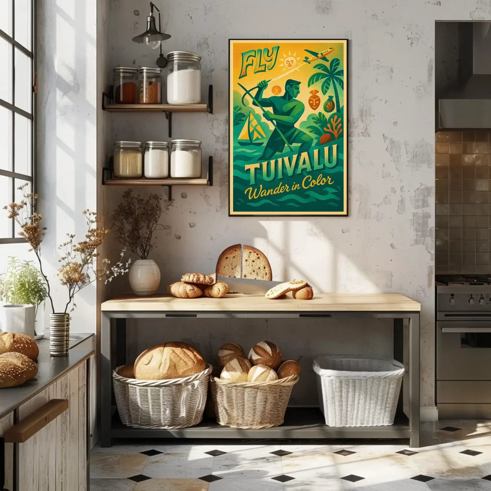 Fly Tuvalu Vintage Travel Poster PosterGoat