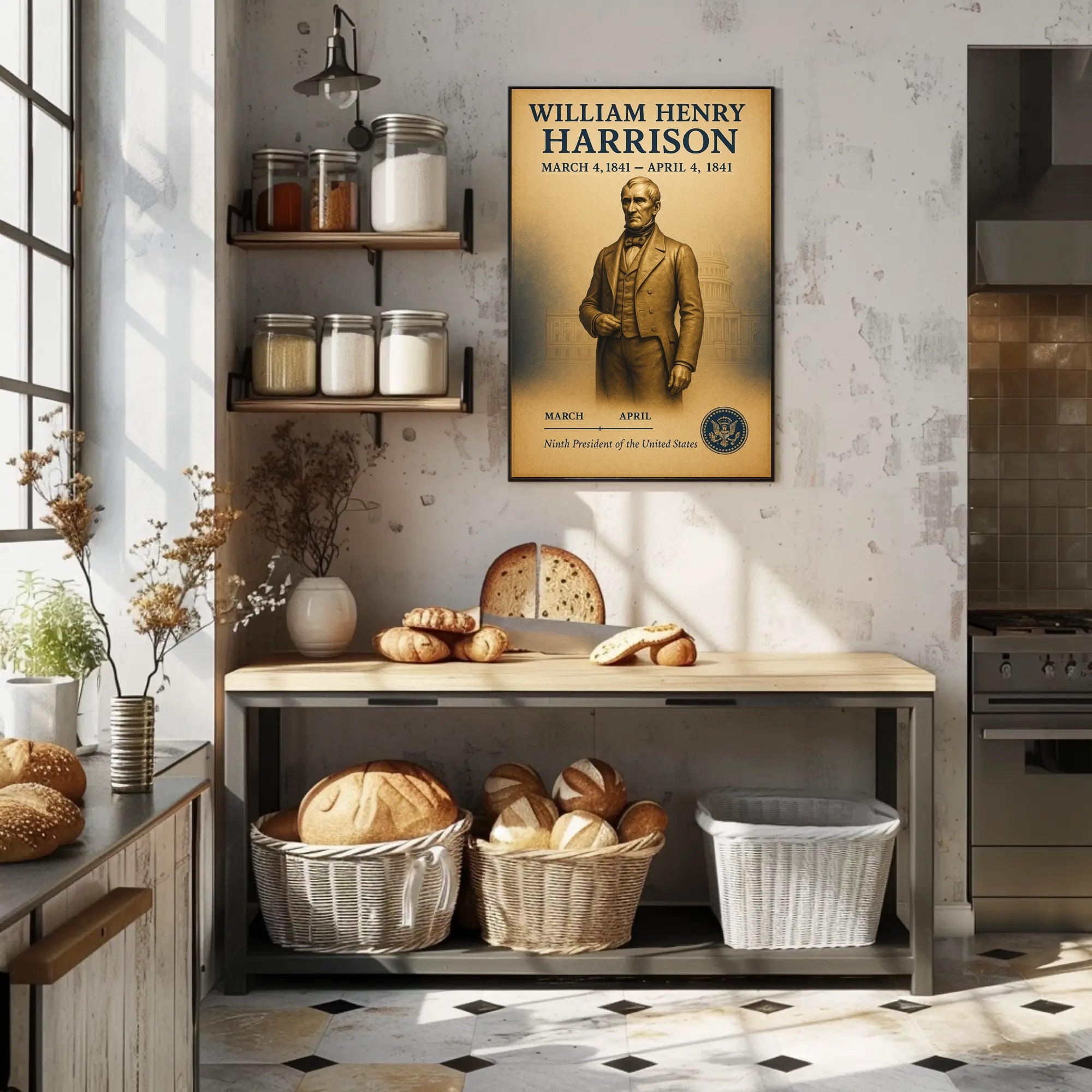 William Henry Harrison Vintage Historical Presidential Poster PosterGoat