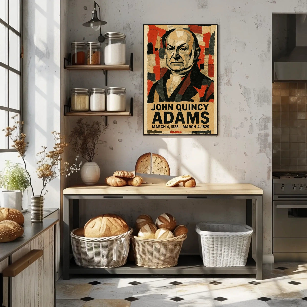 John Quincy Adams 6th President of the United States Layered paper Collage Poster