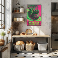 Reindeer Bobsled Team Poster