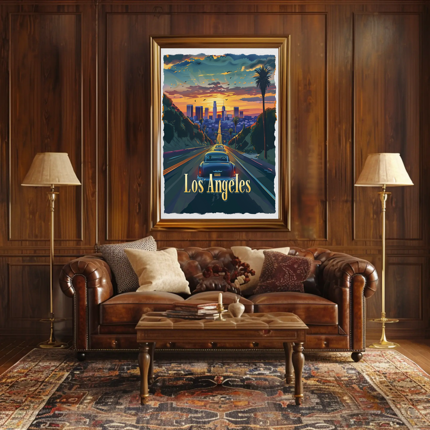 Los Angeles Sunset Boulevard Classic Cars Travel Poster Travel Poster