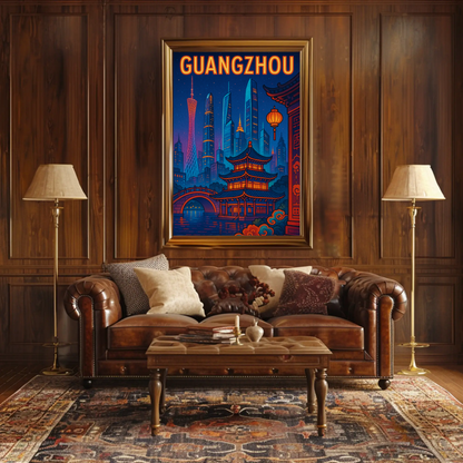 Guangzhou Night Skyline Travel Poster