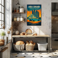 Abu Dhabi Skyline A Vibrant City Fusion Travel Poster