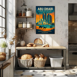 Abu Dhabi Skyline A Vibrant City Fusion Travel Poster