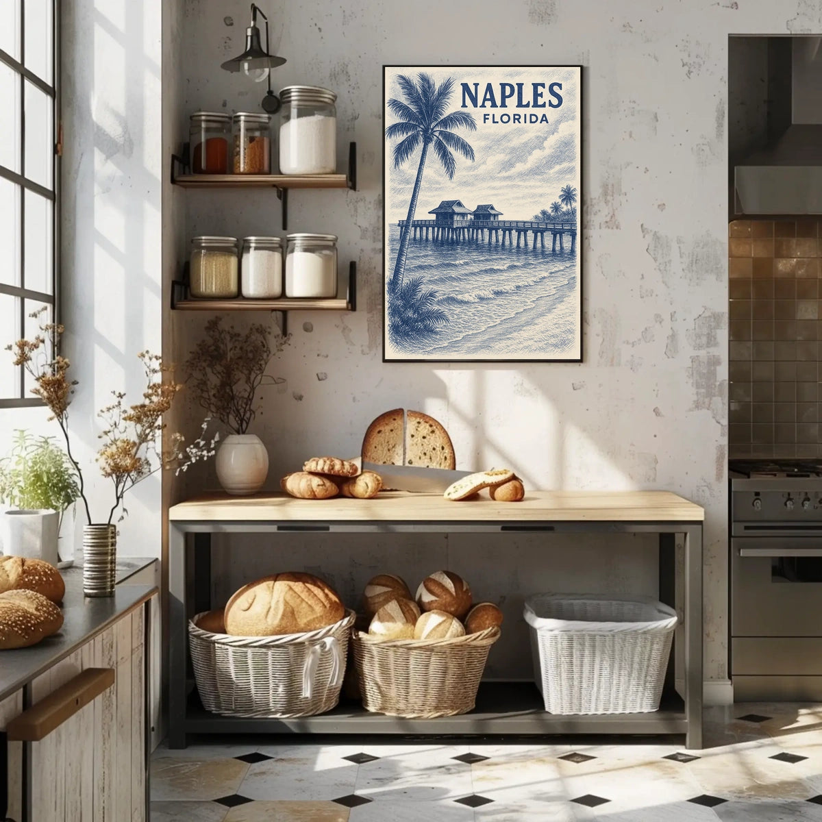 Naples Florida Poster Coastal Wall Art 18x24 Inches