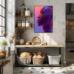 Futuristic Neon Human Profile Abstract or Artistic Poster PosterGoat