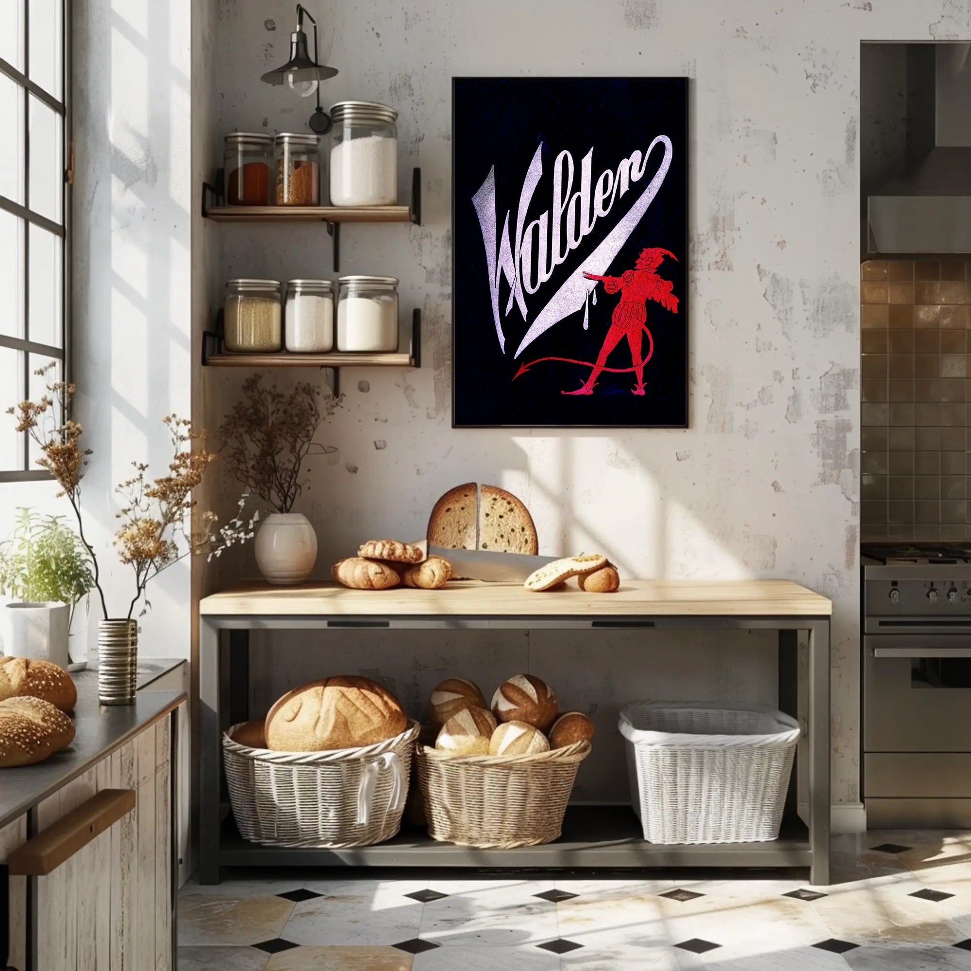 Devilish Vintage Mischief: Walden Theatrical Cultural Poster