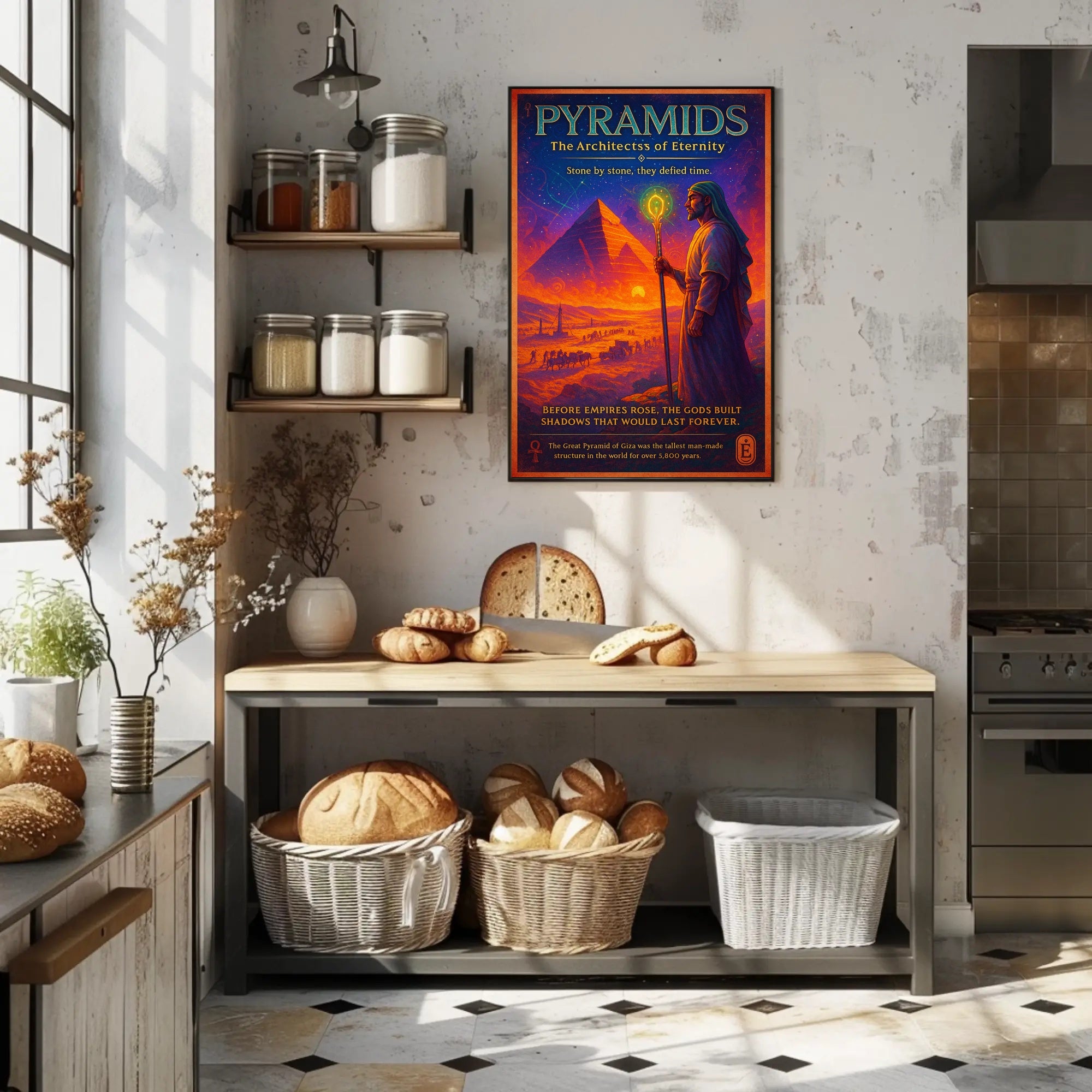 Pyramids of Giza Mystical Vintage Cultural or Heritage Poster