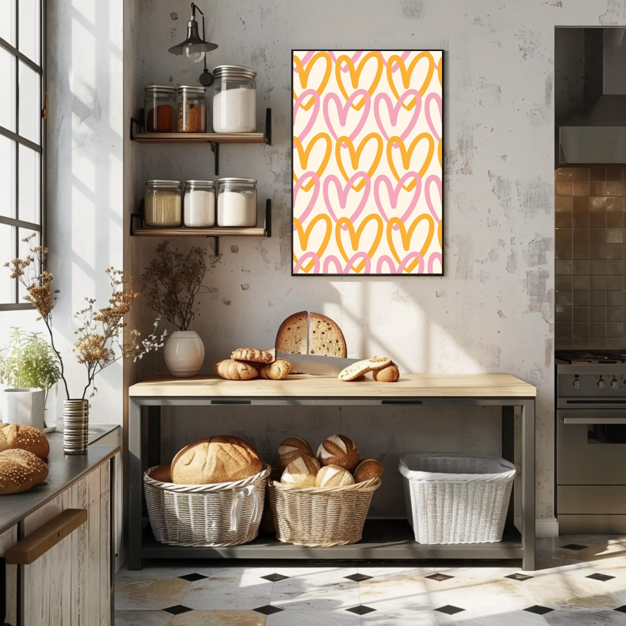 Heart Pattern: Bold and Cheerful Modern Art Poster PosterGoat