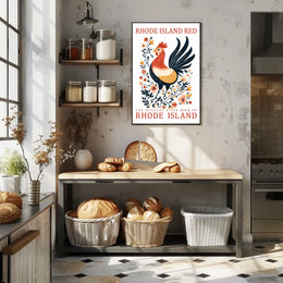 Rhode Island Red Chicken Art Poster Decor