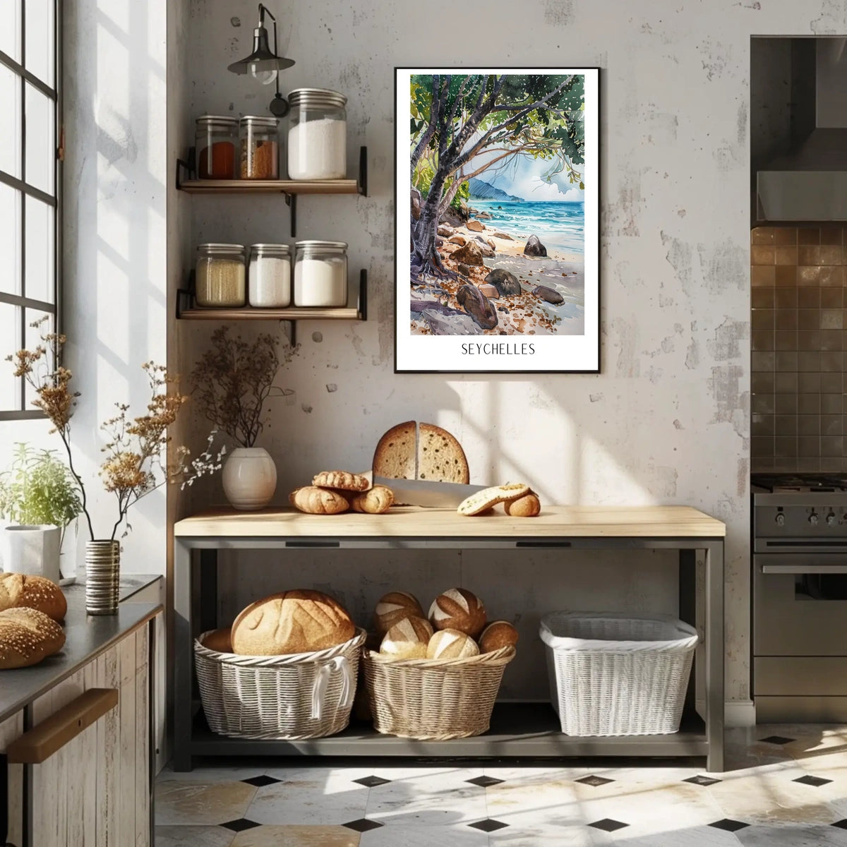 Seychelles Beach Scene Poster