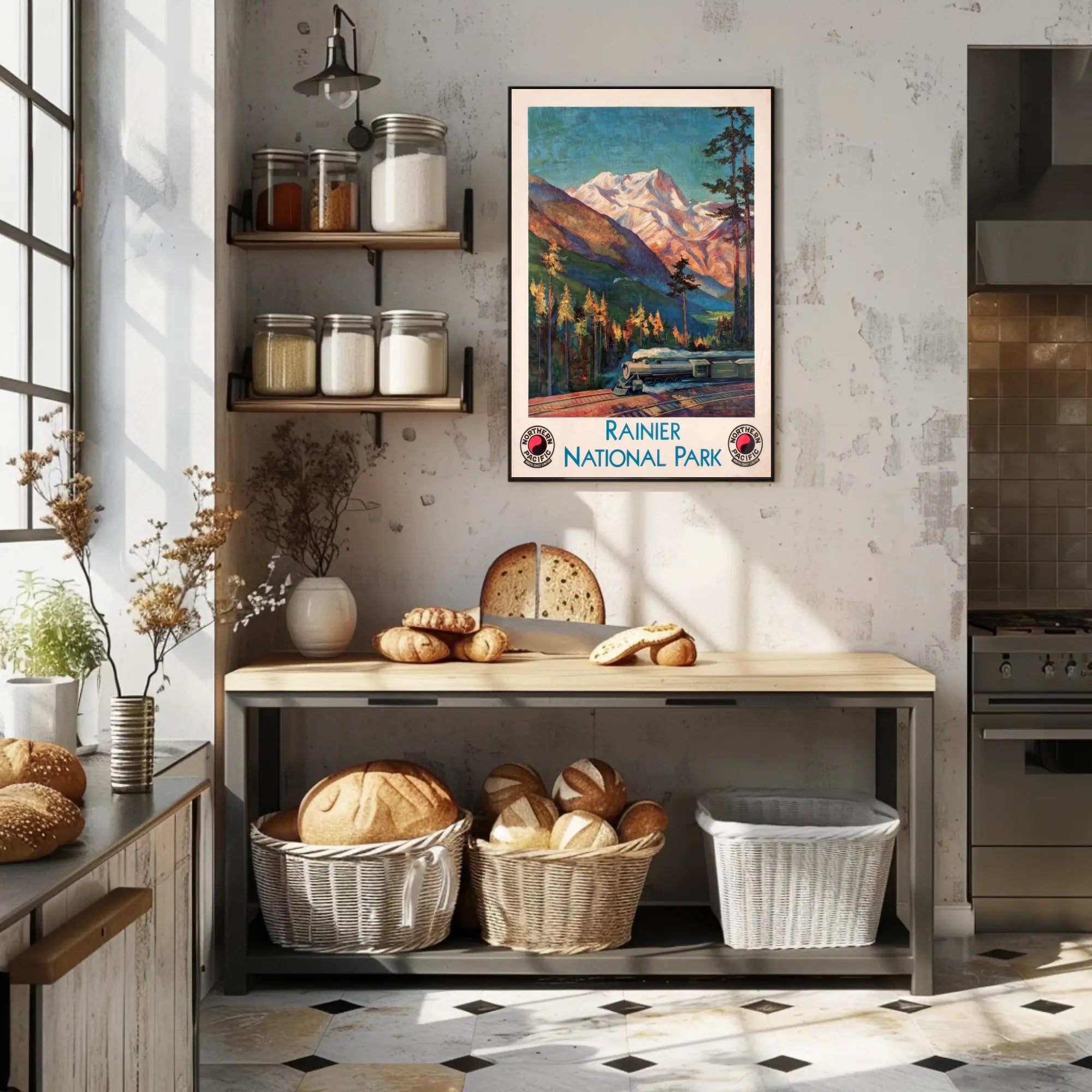 Rainier National Park Scenic Travel Poster