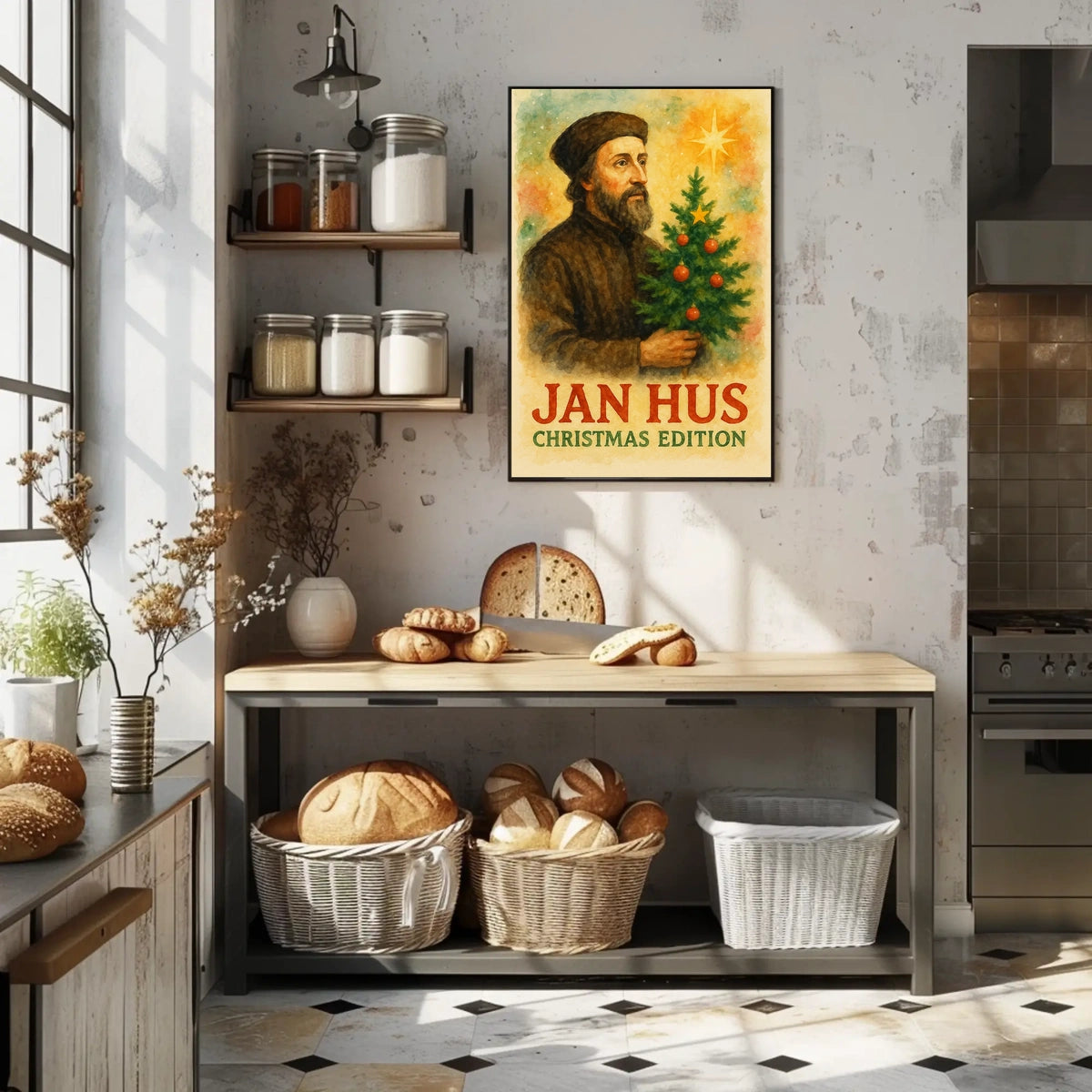 Historical Figure in Christmas Attire - Cultural or Heritage Poster