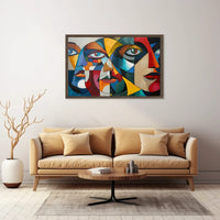 Cubist Faces Abstract Art Poster for Modern Interiors