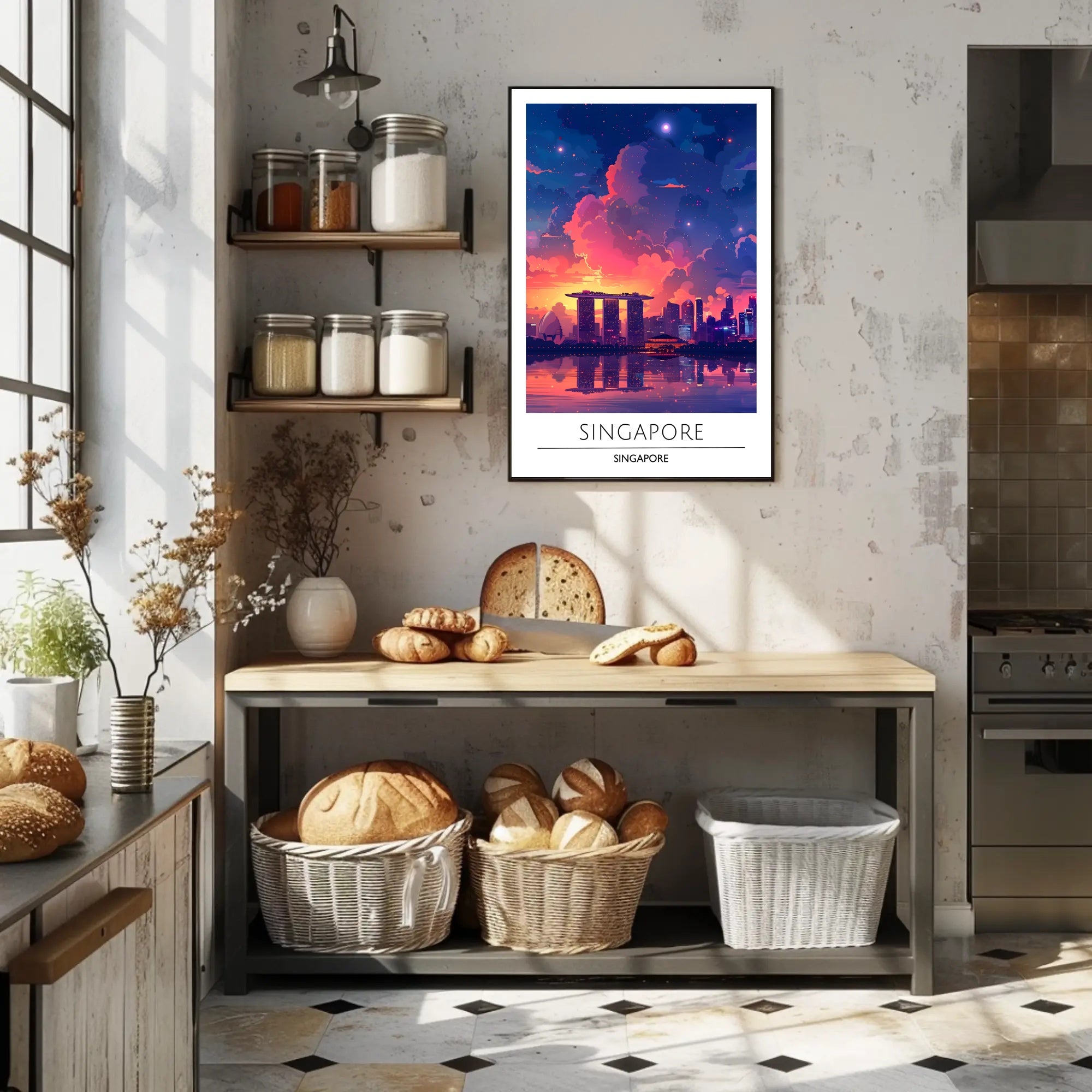 Singapore Skyline Sunset Vista Urban or Cityscape Poster