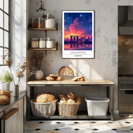 Singapore Skyline Sunset Vista Urban or Cityscape Poster