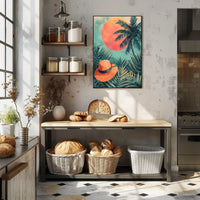 Panda Relaxing on Watermelon Art Poster PosterGoat