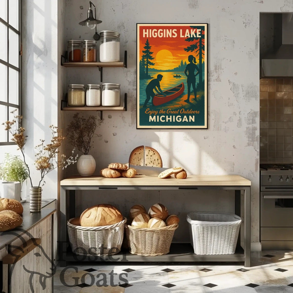 Higgins Lake Vintage Travel Adventure Travel Poster