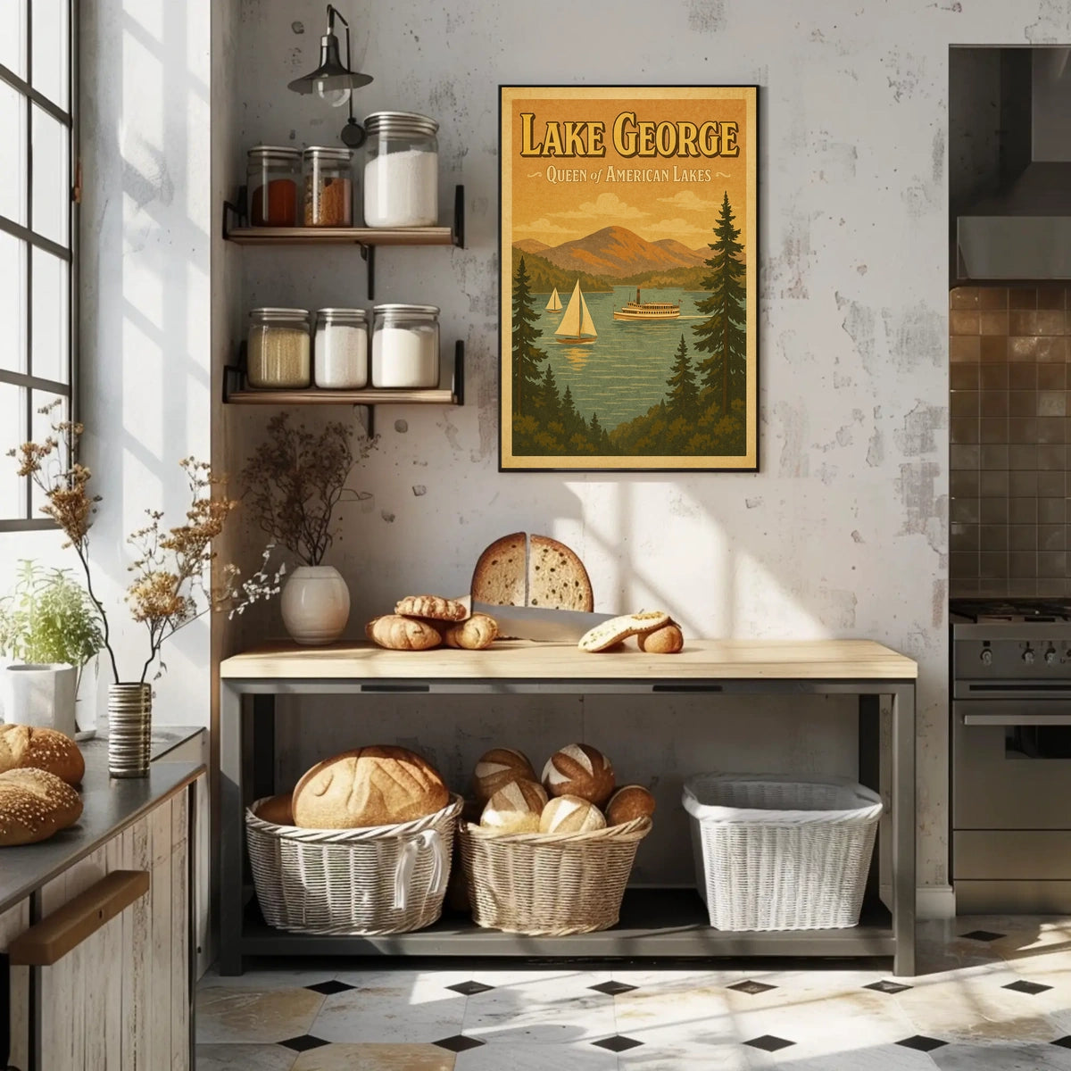 Lake George Nostalgic Scenic Poster Vintage Wall Art