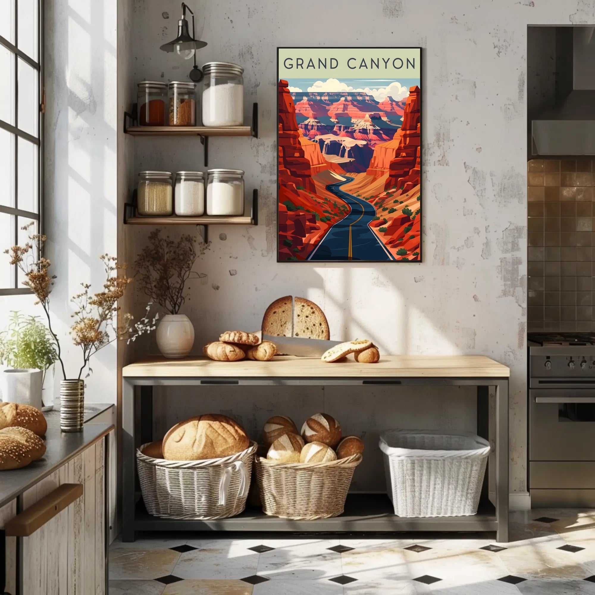 Grand Canyon Scenic Illustration Poster