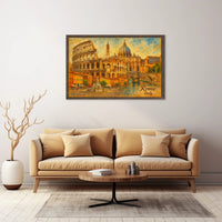 Rome Cityscape Italy Travel Watercolor Realism Heritage Architecture Wanderlust Decor Poster