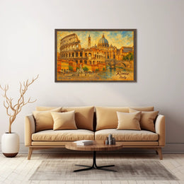 Rome Cityscape Italy Travel Watercolor Realism Heritage Architecture Wanderlust Decor Poster