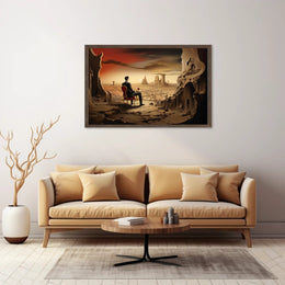 Surreal Dystopian Landscape with Red Chair Fantasy Poster