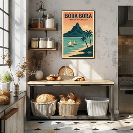 Bora Bora Vintage Travel Art, Tropical Paradise Travel Poster PosterGoat