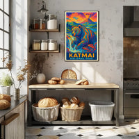 Artistic Katmai Bear: Katmai National Park Travel Poster