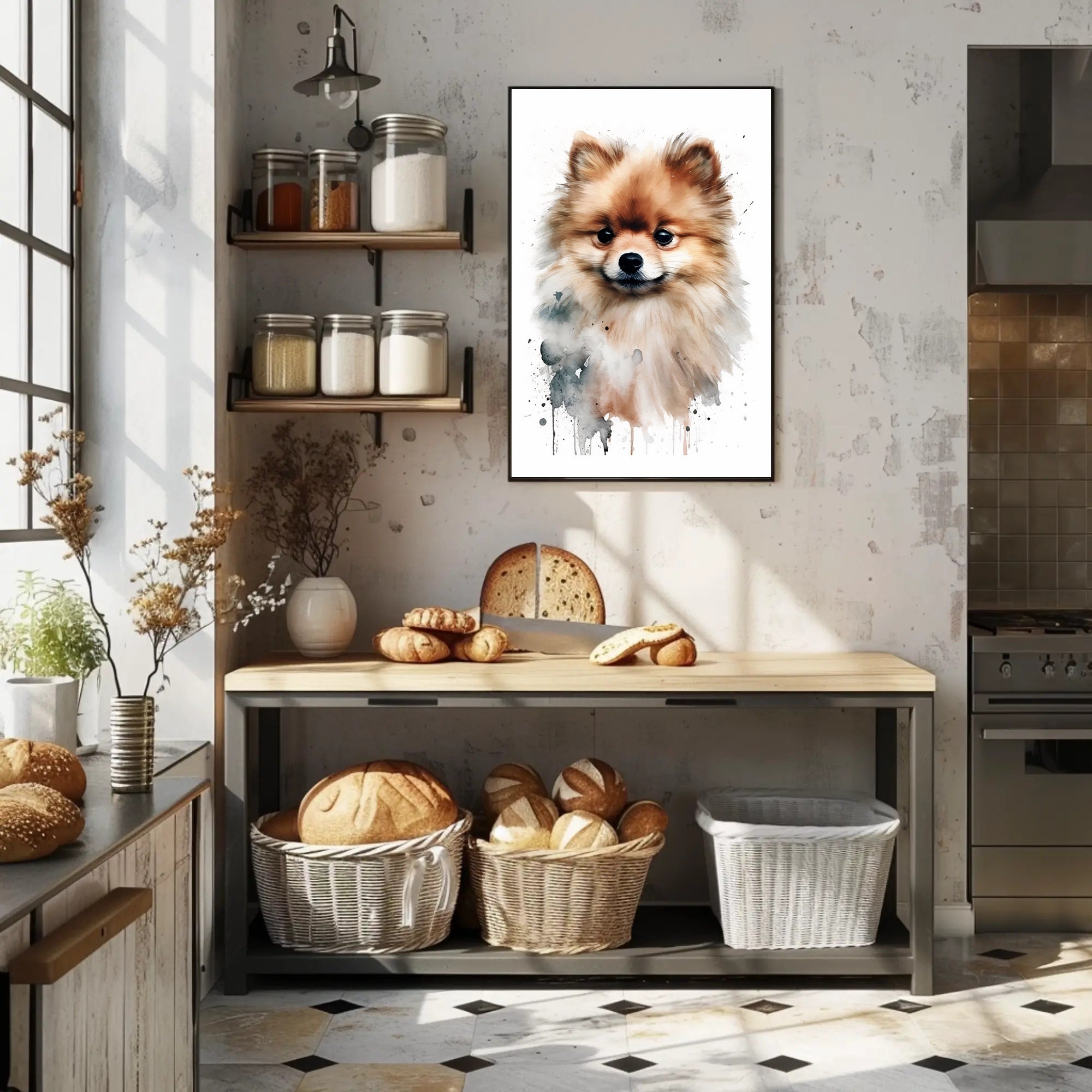 Pomeranian Watercolor Poster Wall Art Print