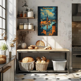 Stockholm Evening Skyline Poster