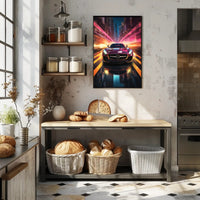 Sleek Sports Car Urban Escape Futuristic Sci-Fi Poster