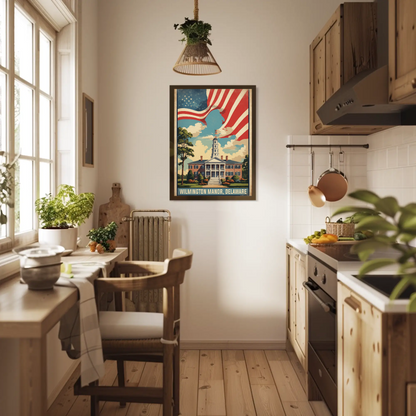 Wilmington Manor Delaware Capitol Flagscape Vintage Travel Poster